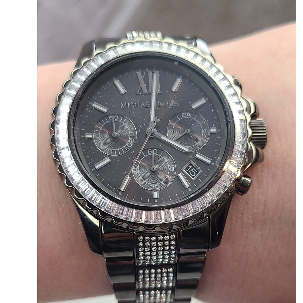 Michael‎ Kors Chronograph Watch Crystal Bezel Stainless Steel Women - Picture 4 of 5
